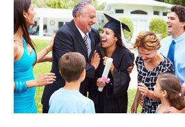 Family celebrating graduation
